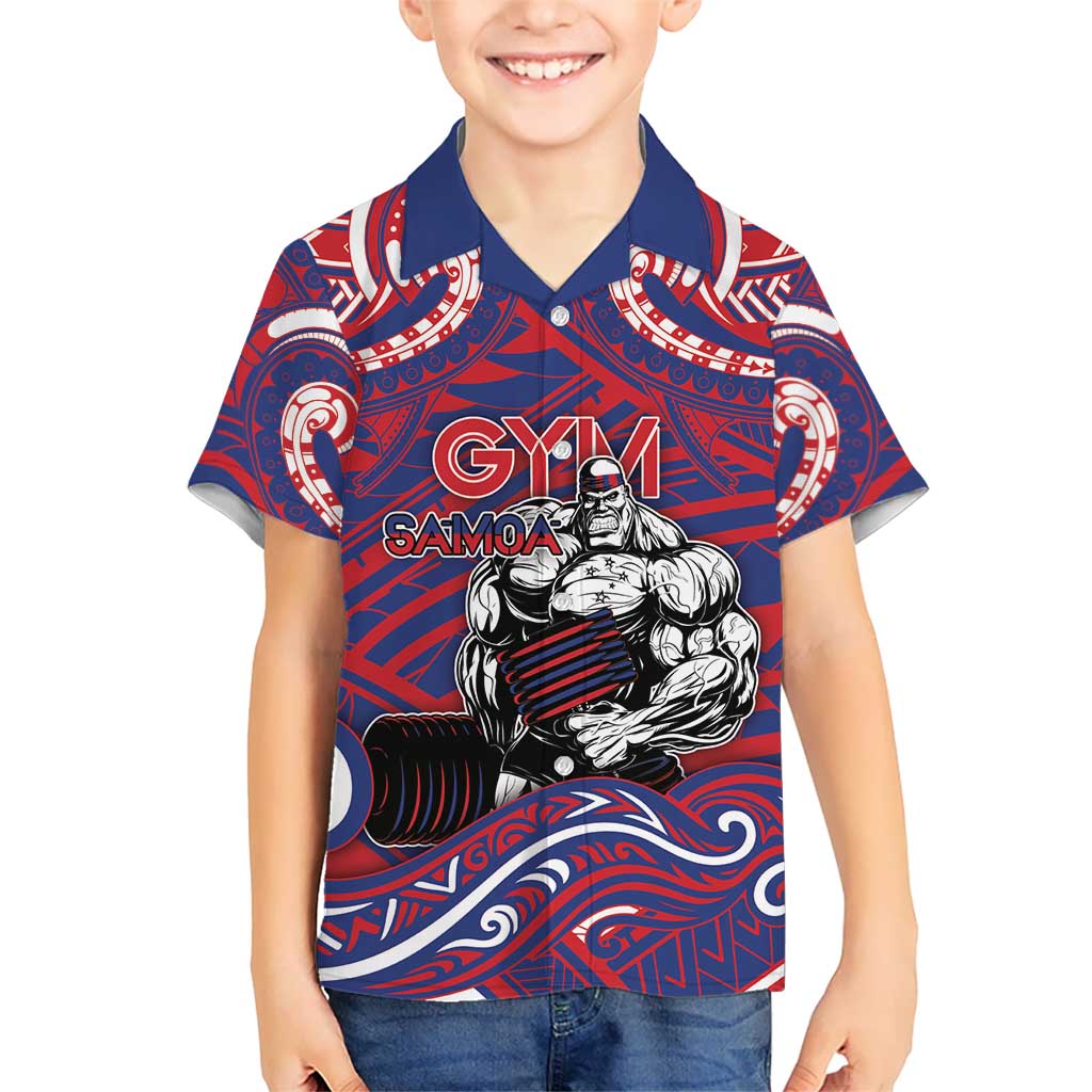 Personalised Samoa Gym Hawaiian Shirt Muscle Samoan Tribal Waves - Polynesian Pride