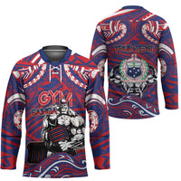 Personalised Samoa Gym Hockey Jersey Muscle Samoan Tribal Waves - Polynesian Pride