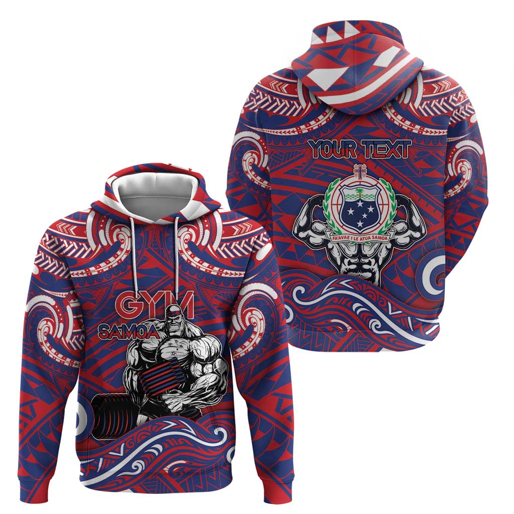 Personalised Samoa Gym Hoodie Muscle Samoan Tribal Waves DT05 - Polynesian Pride