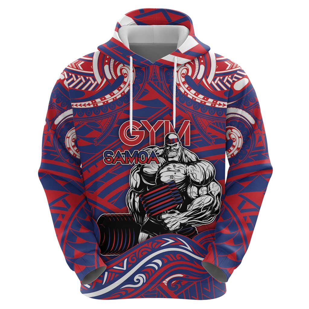 Personalised Samoa Gym Hoodie Muscle Samoan Tribal Waves DT05 - Polynesian Pride