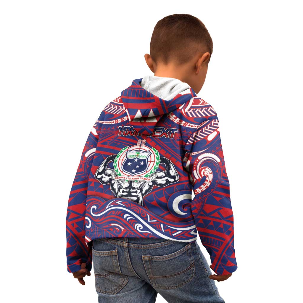 Personalised Samoa Gym Kid Hoodie Muscle Samoan Tribal Waves - Polynesian Pride