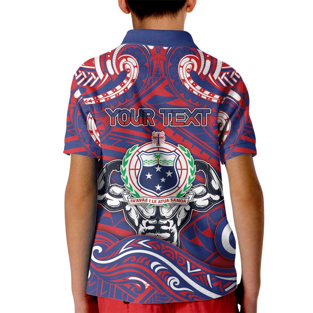 Personalised Samoa Gym Kid Polo Shirt Muscle Samoan Tribal Waves DT05 - Polynesian Pride