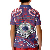 Personalised Samoa Gym Kid Polo Shirt Muscle Samoan Tribal Waves DT05 - Polynesian Pride
