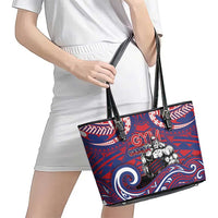 Samoa Gym Leather Tote Bag Muscle Samoan Tribal Waves - Polynesian Pride
