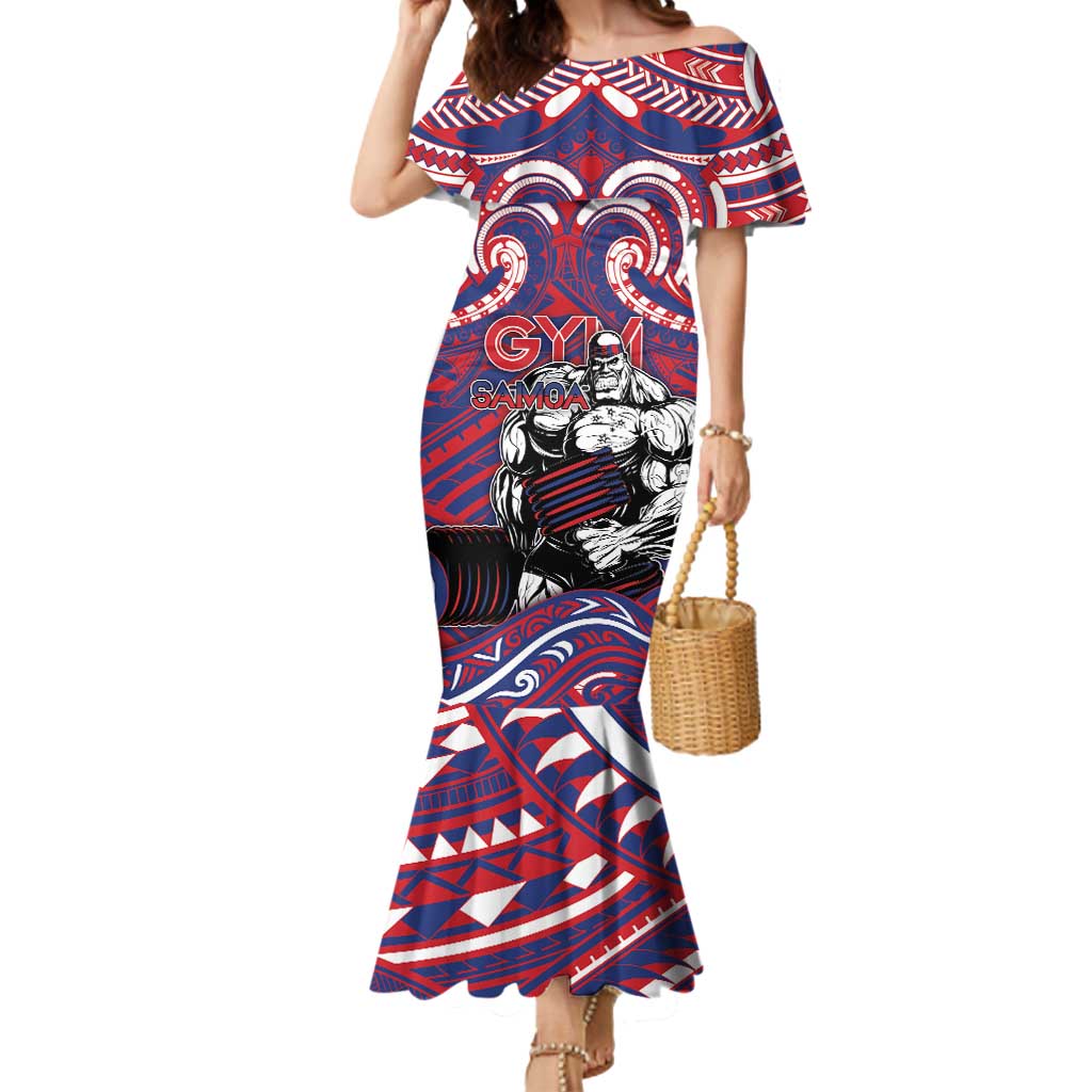 Personalised Samoa Gym Mermaid Dress Muscle Samoan Tribal Waves - Polynesian Pride