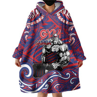 Personalised Samoa Gym Wearable Blanket Hoodie Muscle Samoan Tribal Waves - Polynesian Pride
