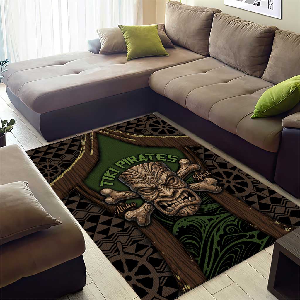 Hawaii Tiki Pirates Area Rug Kakau Pattern Polynesian Style