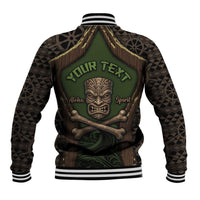 Personalised Hawaii Tiki Pirates Baseball Jacket Kakau Pattern Polynesian Style