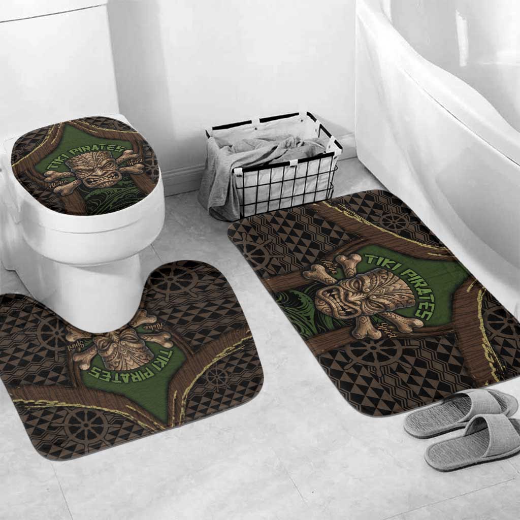 Hawaii Tiki Pirates Bathroom Set Kakau Pattern Polynesian Style