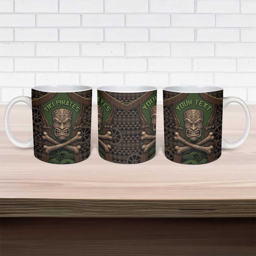 Personalised Hawaii Tiki Pirates Ceramic Mug Kakau Pattern Polynesian Style