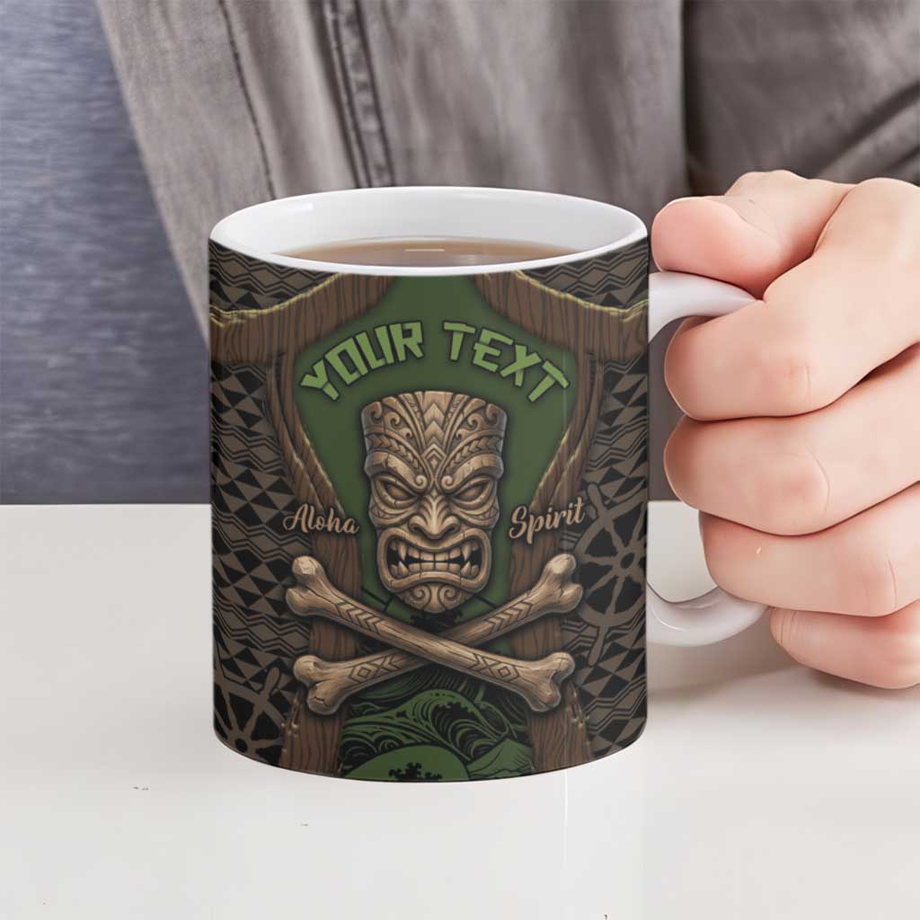 Personalised Hawaii Tiki Pirates Ceramic Mug Kakau Pattern Polynesian Style