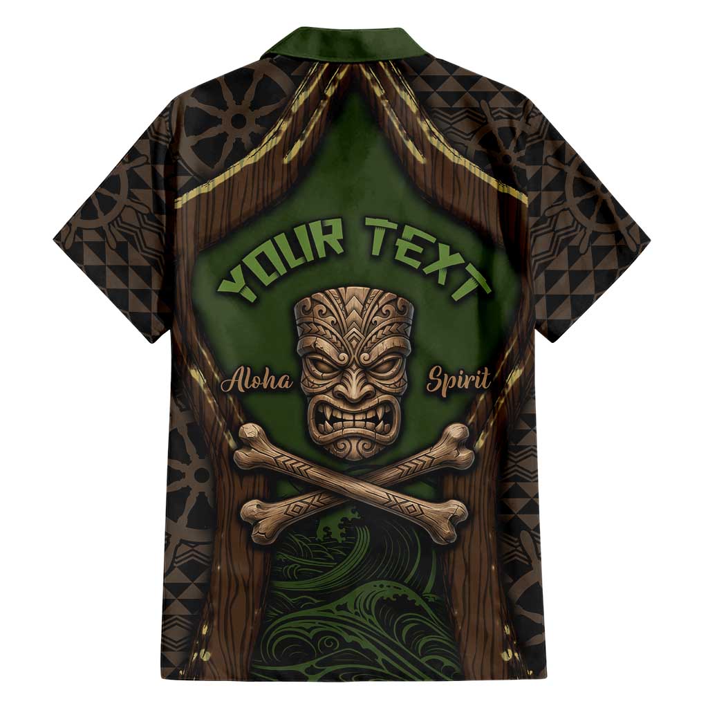 Personalised Hawaii Tiki Pirates Family Matching Off Shoulder Maxi Dress and Hawaiian Shirt Kakau Pattern Polynesian Style