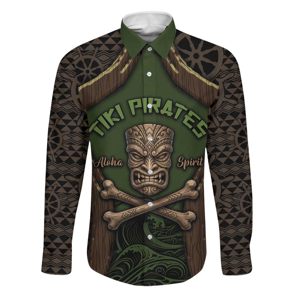 Personalised Hawaii Tiki Pirates Family Matching Off Shoulder Short Dress and Hawaiian Shirt Kakau Pattern Polynesian Style