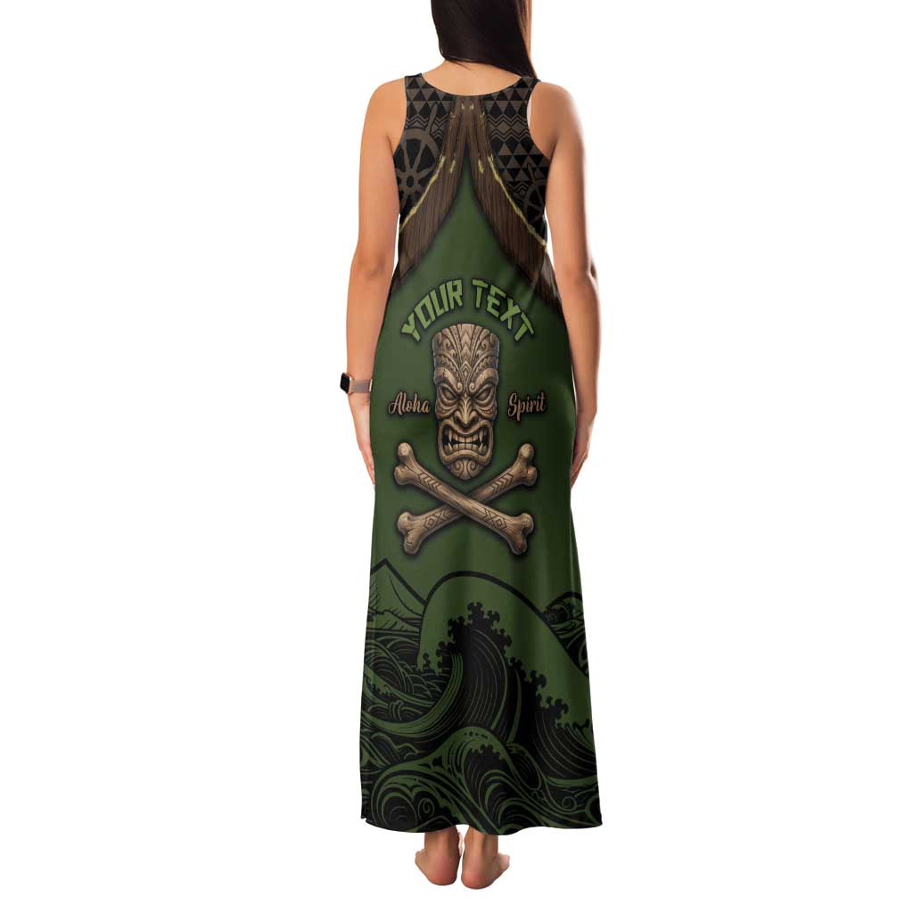 Personalised Hawaii Tiki Pirates Family Matching Tank Maxi Dress and Hawaiian Shirt Kakau Pattern Polynesian Style