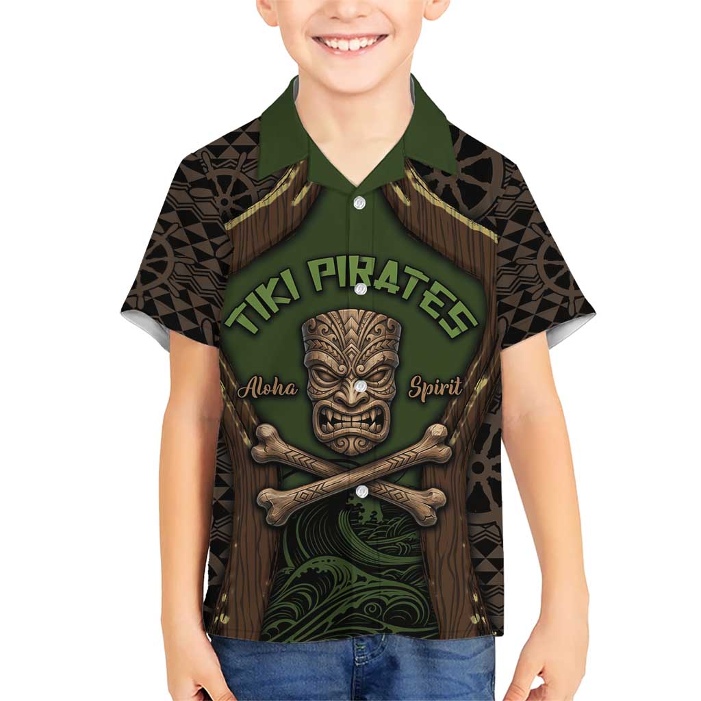 Personalised Hawaii Tiki Pirates Family Matching Tank Maxi Dress and Hawaiian Shirt Kakau Pattern Polynesian Style