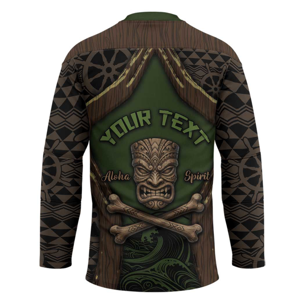 Personalised Hawaii Tiki Pirates Hockey Jersey Kakau Pattern Polynesian Style