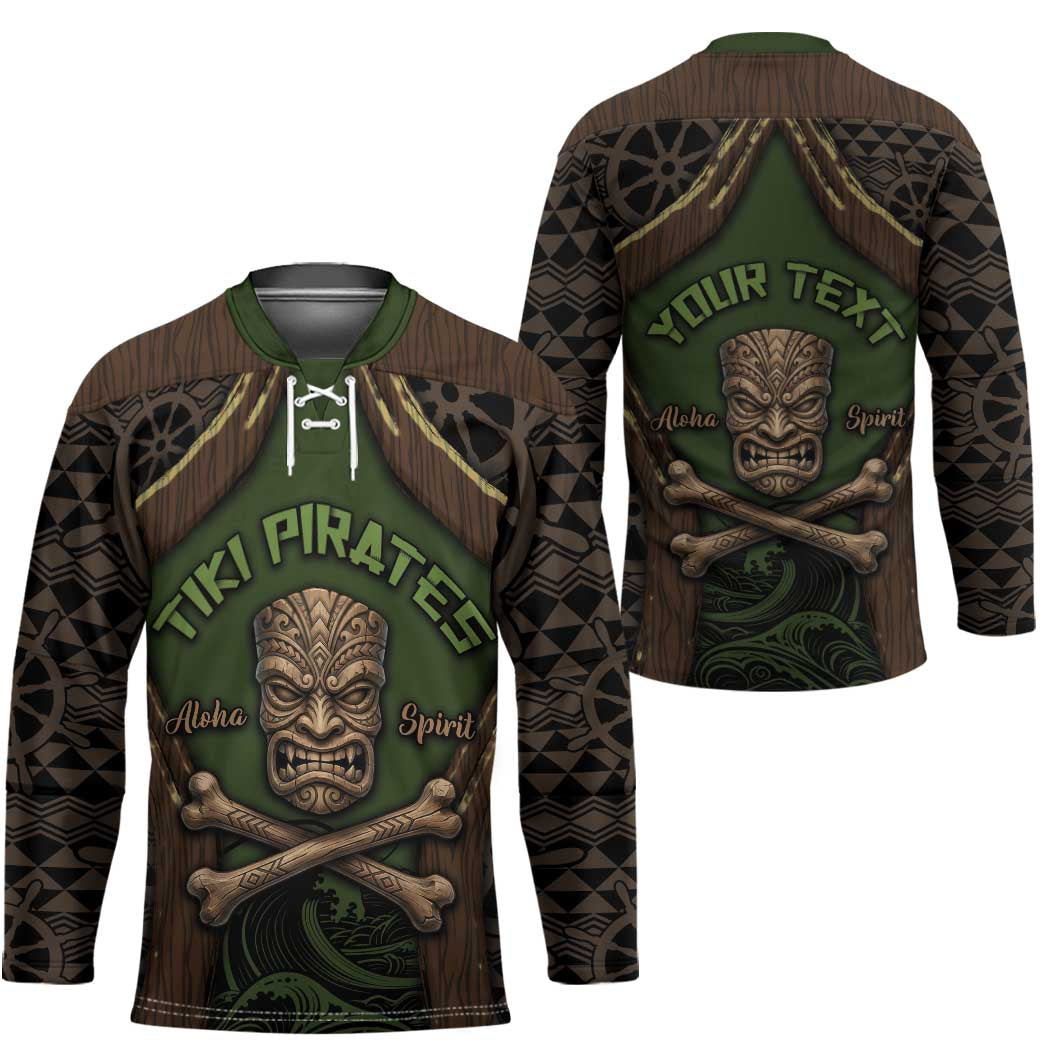 Personalised Hawaii Tiki Pirates Hockey Jersey Kakau Pattern Polynesian Style