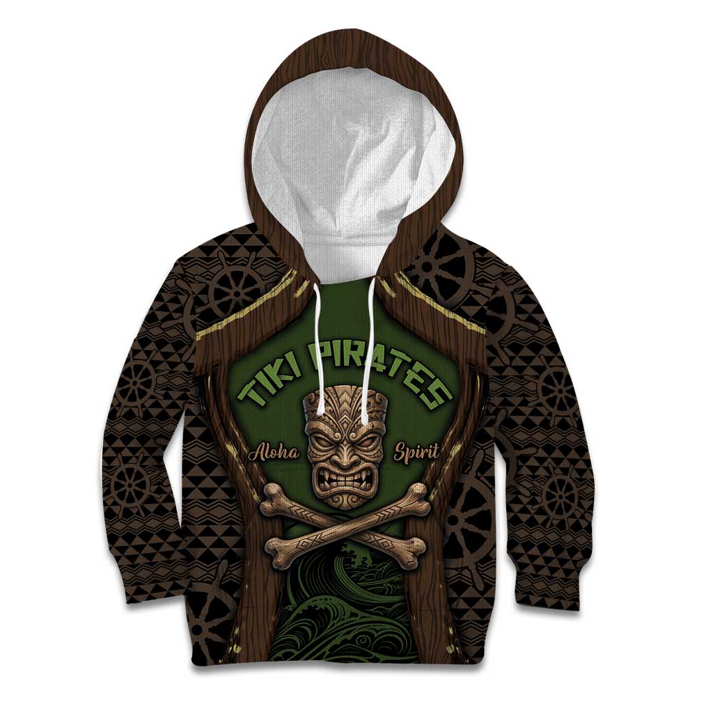Personalised Hawaii Tiki Pirates Kid Hoodie Kakau Pattern Polynesian Style