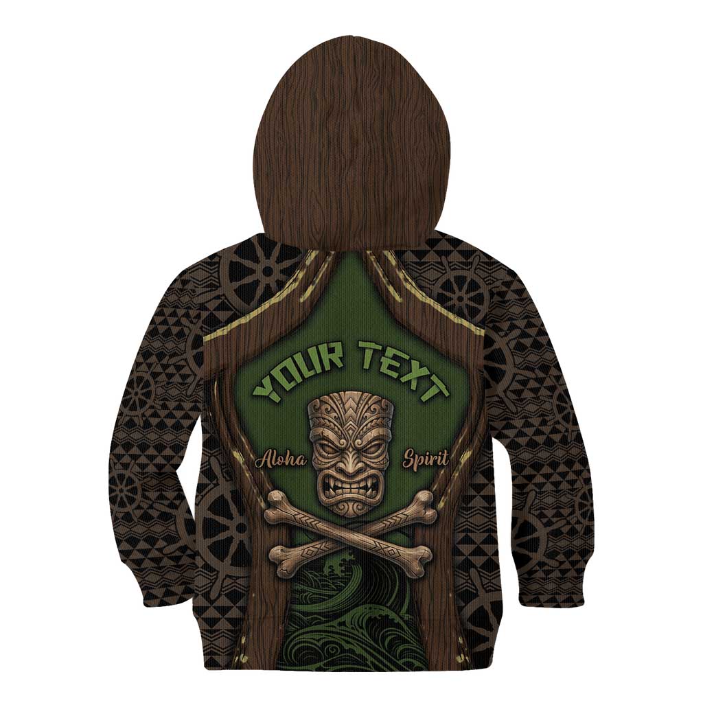 Personalised Hawaii Tiki Pirates Kid Hoodie Kakau Pattern Polynesian Style