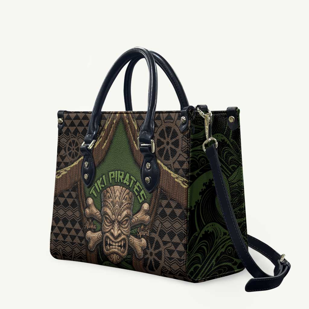 Hawaii Tiki Pirates Leather Bag Kakau Pattern Polynesian Style