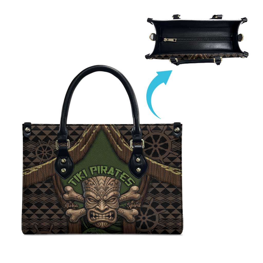 Hawaii Tiki Pirates Leather Bag Kakau Pattern Polynesian Style