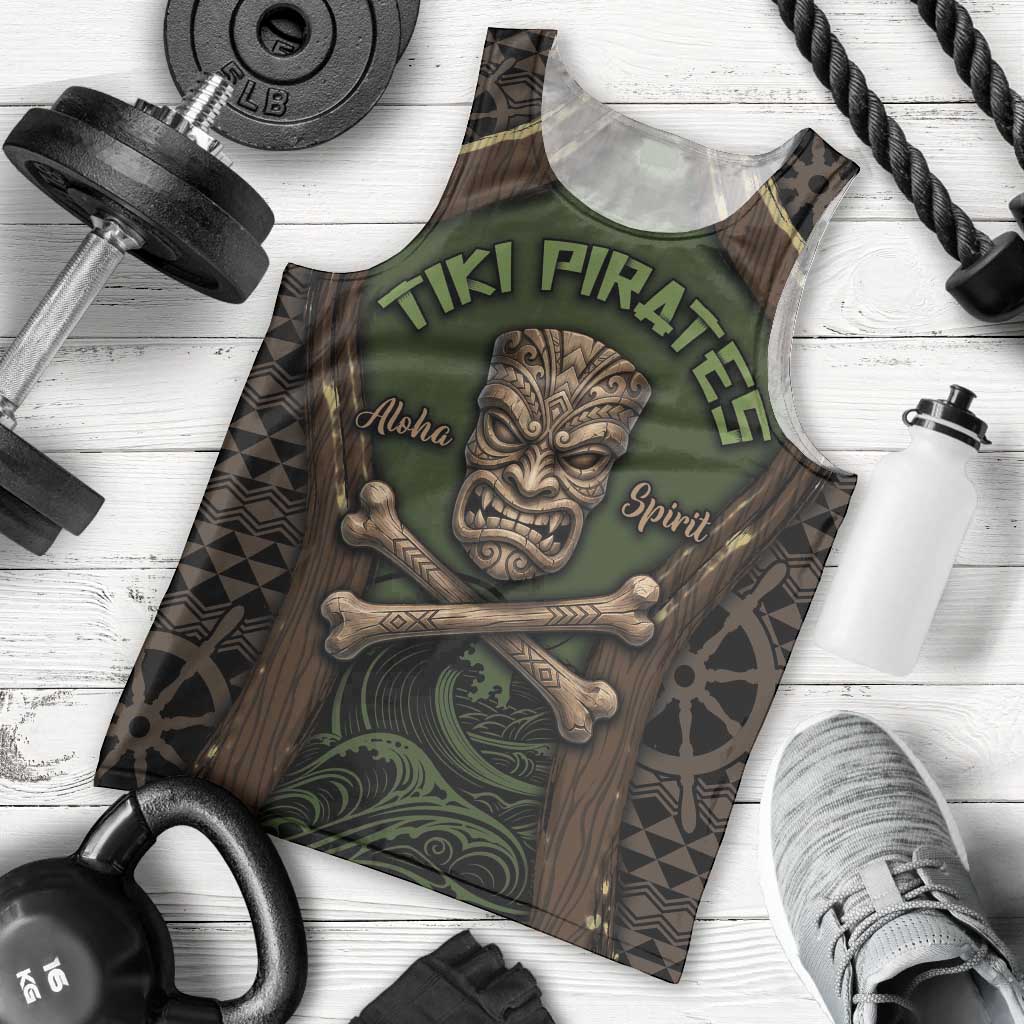 Personalised Hawaii Tiki Pirates Men Tank Top Kakau Pattern Polynesian Style