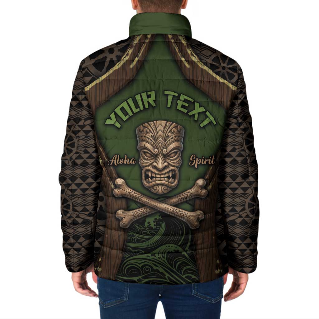 Personalised Hawaii Tiki Pirates Padded Jacket Kakau Pattern Polynesian Style