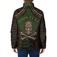 Personalised Hawaii Tiki Pirates Padded Jacket Kakau Pattern Polynesian Style