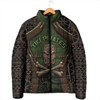 Personalised Hawaii Tiki Pirates Padded Jacket Kakau Pattern Polynesian Style