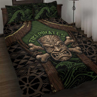 Hawaii Tiki Pirates Quilt Bed Set Kakau Pattern Polynesian Style