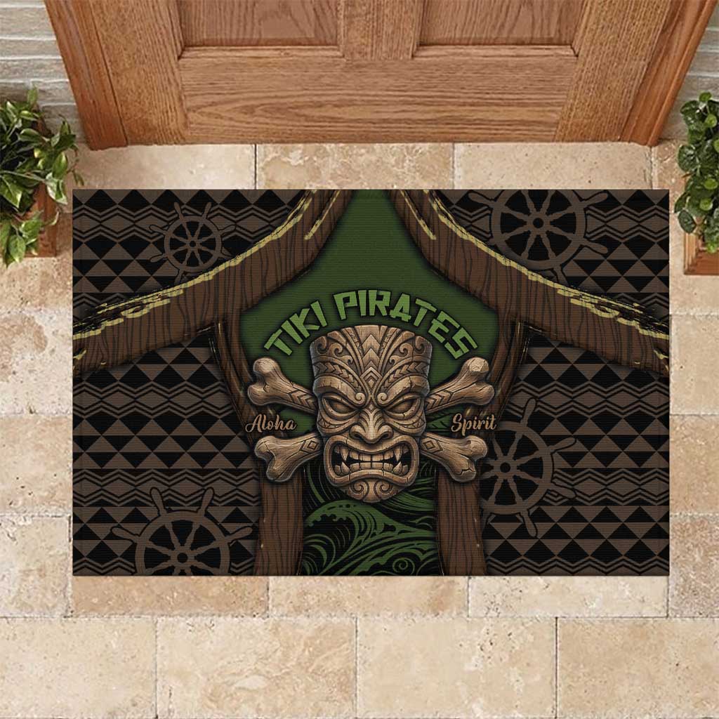 Hawaii Tiki Pirates Rubber Doormat Kakau Pattern Polynesian Style