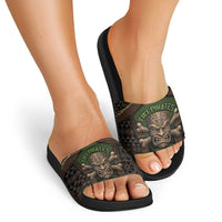 Hawaii Tiki Pirates Slide Sandals Kakau Pattern Polynesian Style