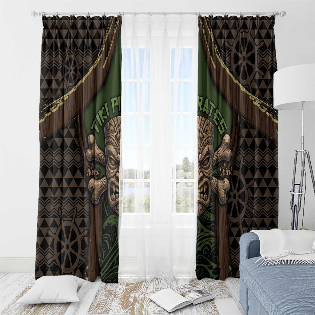 Hawaii Tiki Pirates Window Curtain Kakau Pattern Polynesian Style