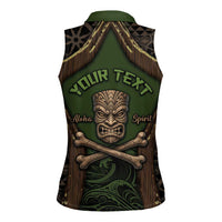 Personalised Hawaii Tiki Pirates Women Sleeveless Polo Shirt Kakau Pattern Polynesian Style