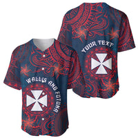 Personalised Wallis And Futuna Baseball Jersey Hibiscus Polynesian Tribal Pattern