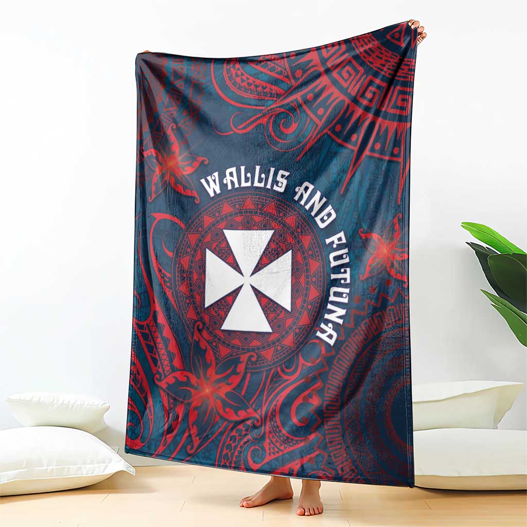 Wallis And Futuna Blanket Hibiscus Polynesian Tribal Pattern