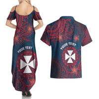 Personalised Wallis And Futuna Couples Matching Summer Maxi Dress and Hawaiian Shirt Hibiscus Polynesian Tribal Pattern