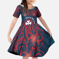 Personalised Wallis And Futuna Family Matching Long Sleeve Bodycon Dress and Hawaiian Shirt Hibiscus Polynesian Tribal Pattern DT05 Daughter's Dress Navy - Polynesian Pride
