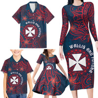 Personalised Wallis And Futuna Family Matching Long Sleeve Bodycon Dress and Hawaiian Shirt Hibiscus Polynesian Tribal Pattern DT05 - Polynesian Pride