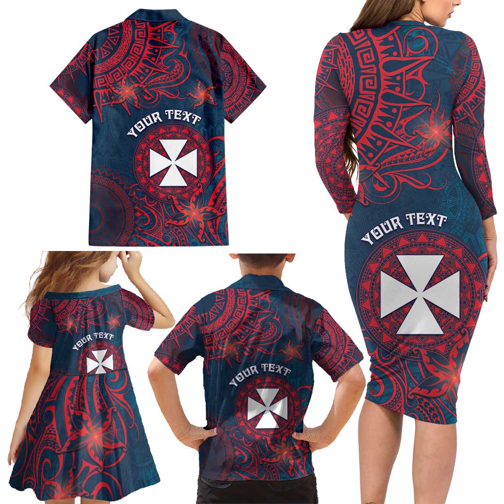 Personalised Wallis And Futuna Family Matching Long Sleeve Bodycon Dress and Hawaiian Shirt Hibiscus Polynesian Tribal Pattern DT05 - Polynesian Pride
