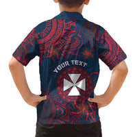 Personalised Wallis And Futuna Family Matching Off Shoulder Short Dress and Hawaiian Shirt Hibiscus Polynesian Tribal Pattern DT05 - Polynesian Pride