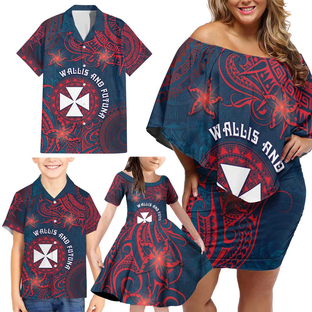 Personalised Wallis And Futuna Family Matching Off Shoulder Short Dress and Hawaiian Shirt Hibiscus Polynesian Tribal Pattern DT05 - Polynesian Pride
