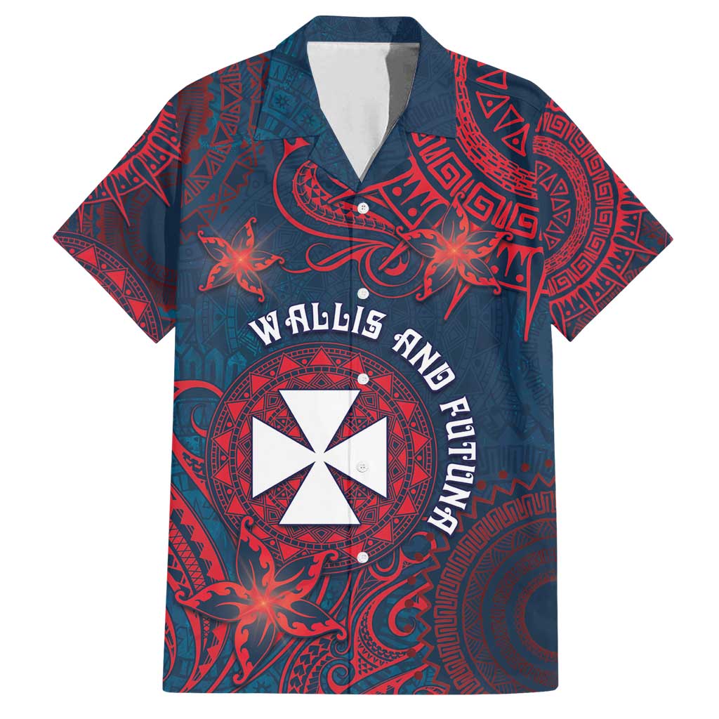 Personalised Wallis And Futuna Family Matching Off Shoulder Short Dress and Hawaiian Shirt Hibiscus Polynesian Tribal Pattern DT05 Dad's Shirt - Short Sleeve Navy - Polynesian Pride