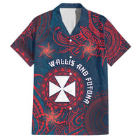 Personalised Wallis And Futuna Family Matching Summer Maxi Dress and Hawaiian Shirt Hibiscus Polynesian Tribal Pattern DT05 Dad's Shirt - Short Sleeve Navy - Polynesian Pride