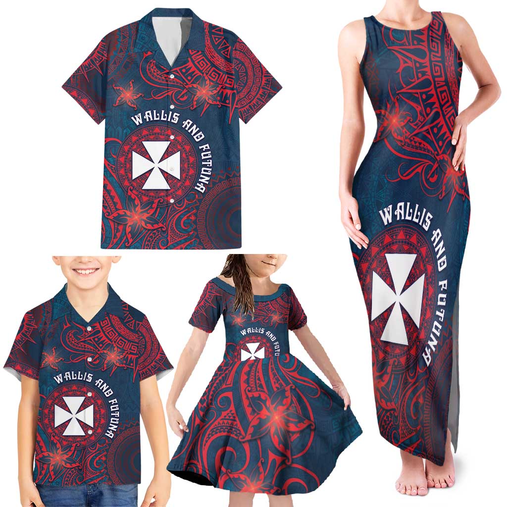 Personalised Wallis And Futuna Family Matching Tank Maxi Dress and Hawaiian Shirt Hibiscus Polynesian Tribal Pattern DT05 - Polynesian Pride