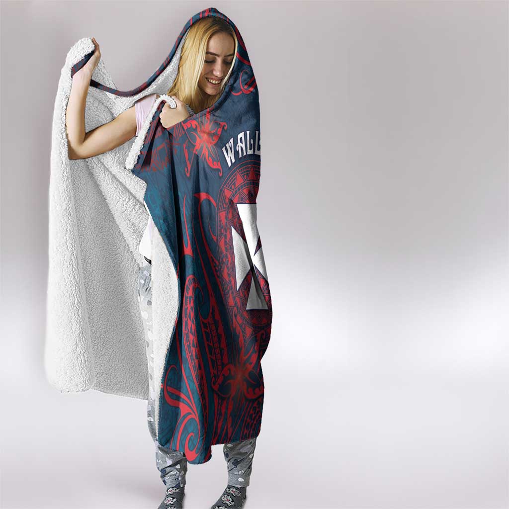Wallis And Futuna Hooded Blanket Hibiscus Polynesian Tribal Pattern