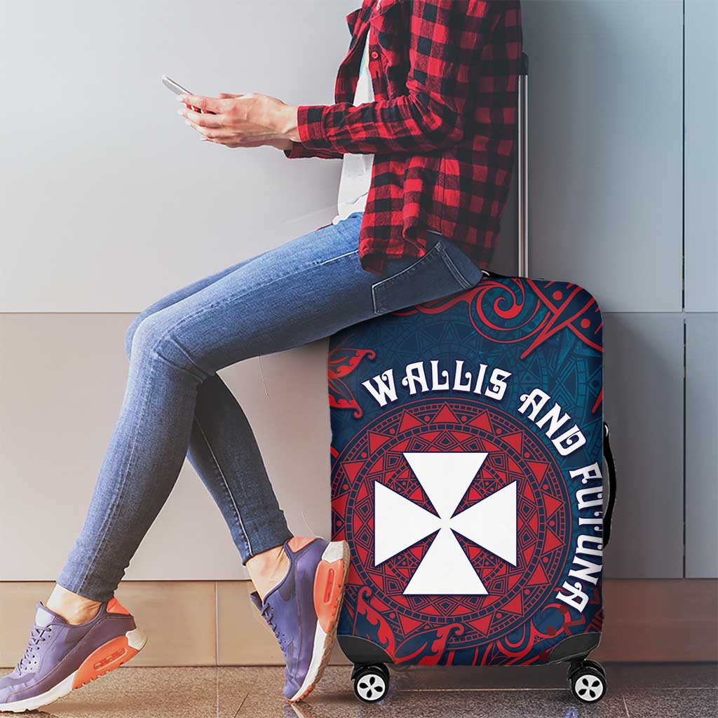 Wallis And Futuna Luggage Cover Hibiscus Polynesian Tribal Pattern