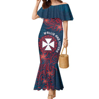 Personalised Wallis And Futuna Mermaid Dress Hibiscus Polynesian Tribal Pattern DT05 Women Navy - Polynesian Pride