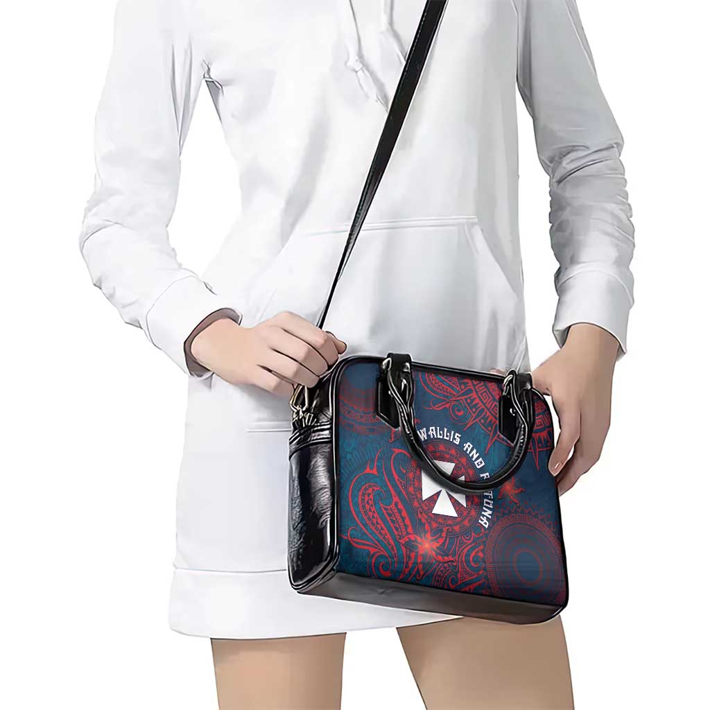 Wallis And Futuna Shoulder Handbag Hibiscus Polynesian Tribal Pattern