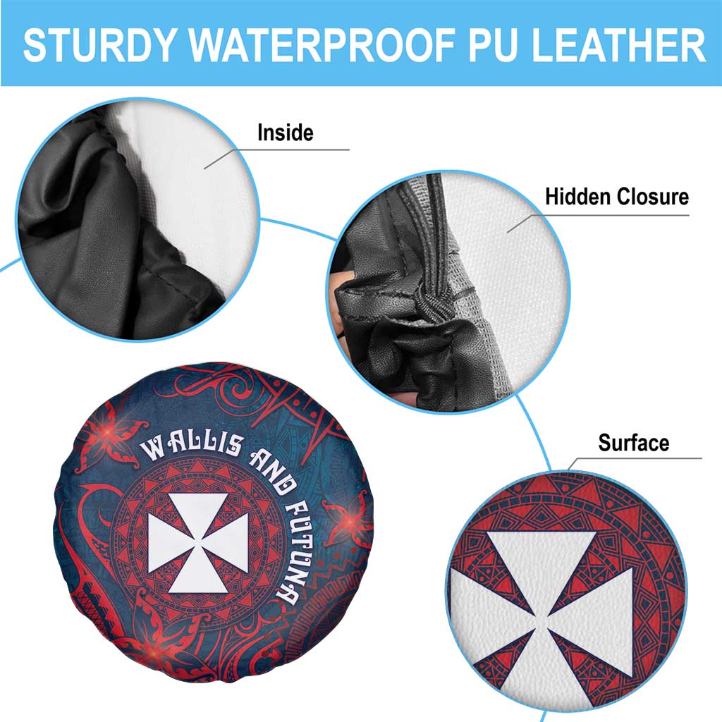 Wallis And Futuna Spare Tire Cover Hibiscus Polynesian Tribal Pattern